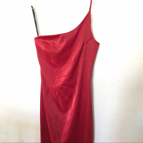 Sexy red one strap slit maxi dress - Picture 3 of 7